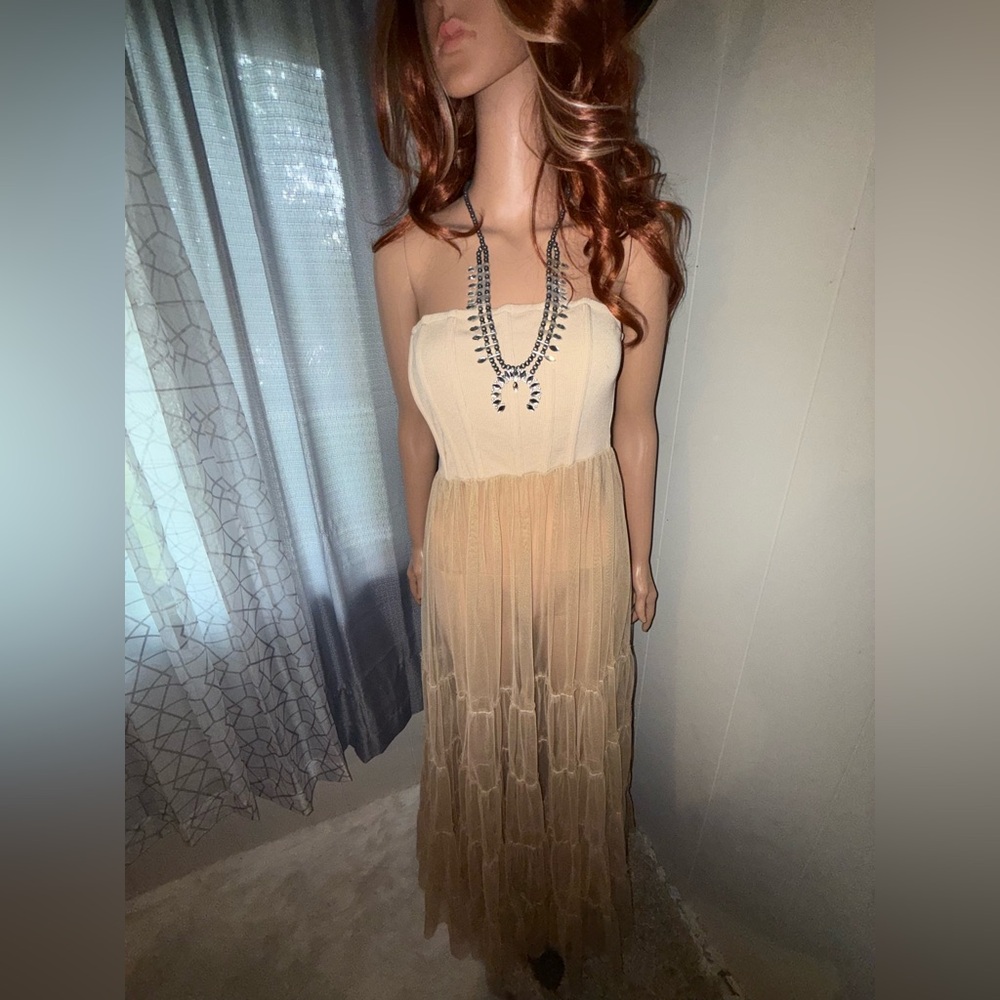 Vici Strapless Cream Maxi Dress